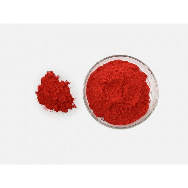 Highly transparent fluorescent pigment, fluorescent color essence, fluorescent red